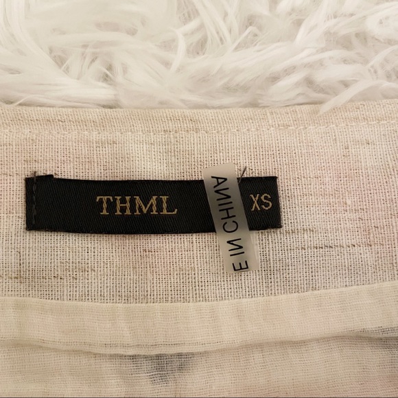 🛍️ 4/$20 THML Linen Blend Skirt Embroidered XS Linen Cotton Natural Boutique - Picture 3 of 9